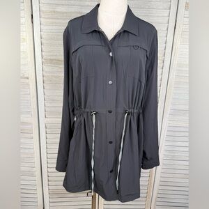 TORRID "Happy Camper" Stretch Woven Anorak Jacket Deep Black-1X